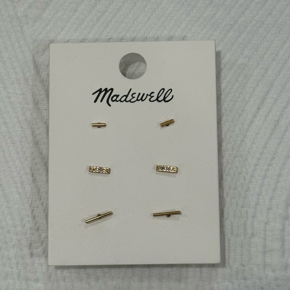 Brand New Madewell Gold Bar Earring Set